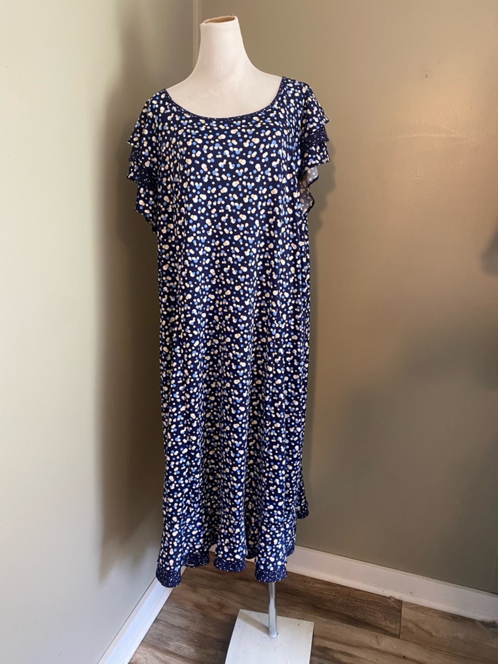 Perceptions Navy and White Polka Dot Dress 3X